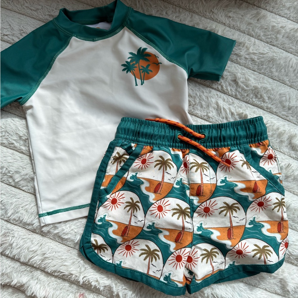 C&C California Green and White Kids Rashguard Set - Picture 2 of 6
